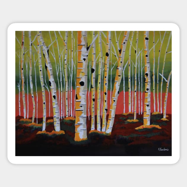 THE Birch Forest Landscape Painting Sticker by SartorisArt1